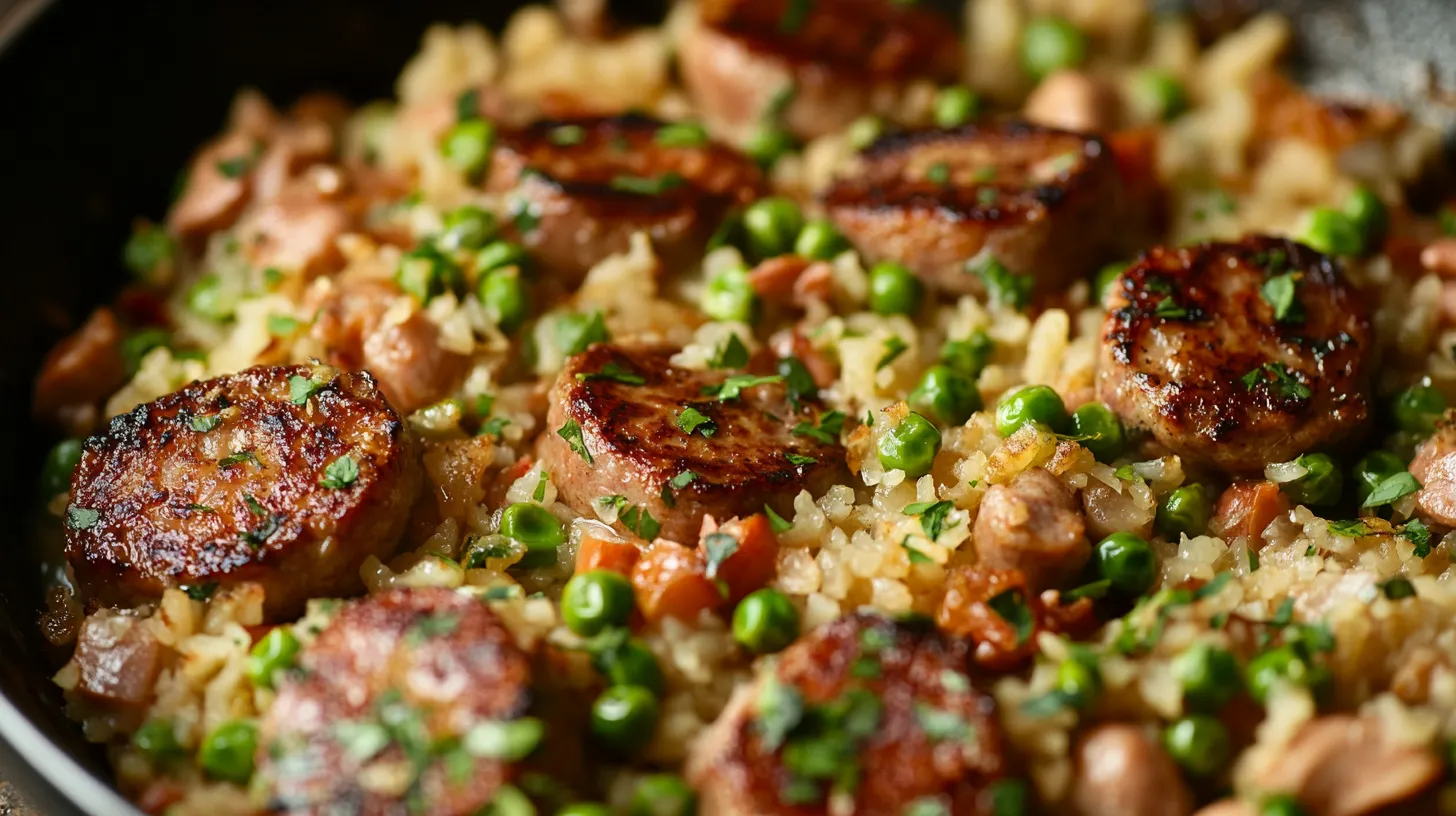 Riz aux Saucisses et Petits Pois: Un Délice Facile et Savoureux 2 Riz Sauté aux Saucisses et Petits Pois