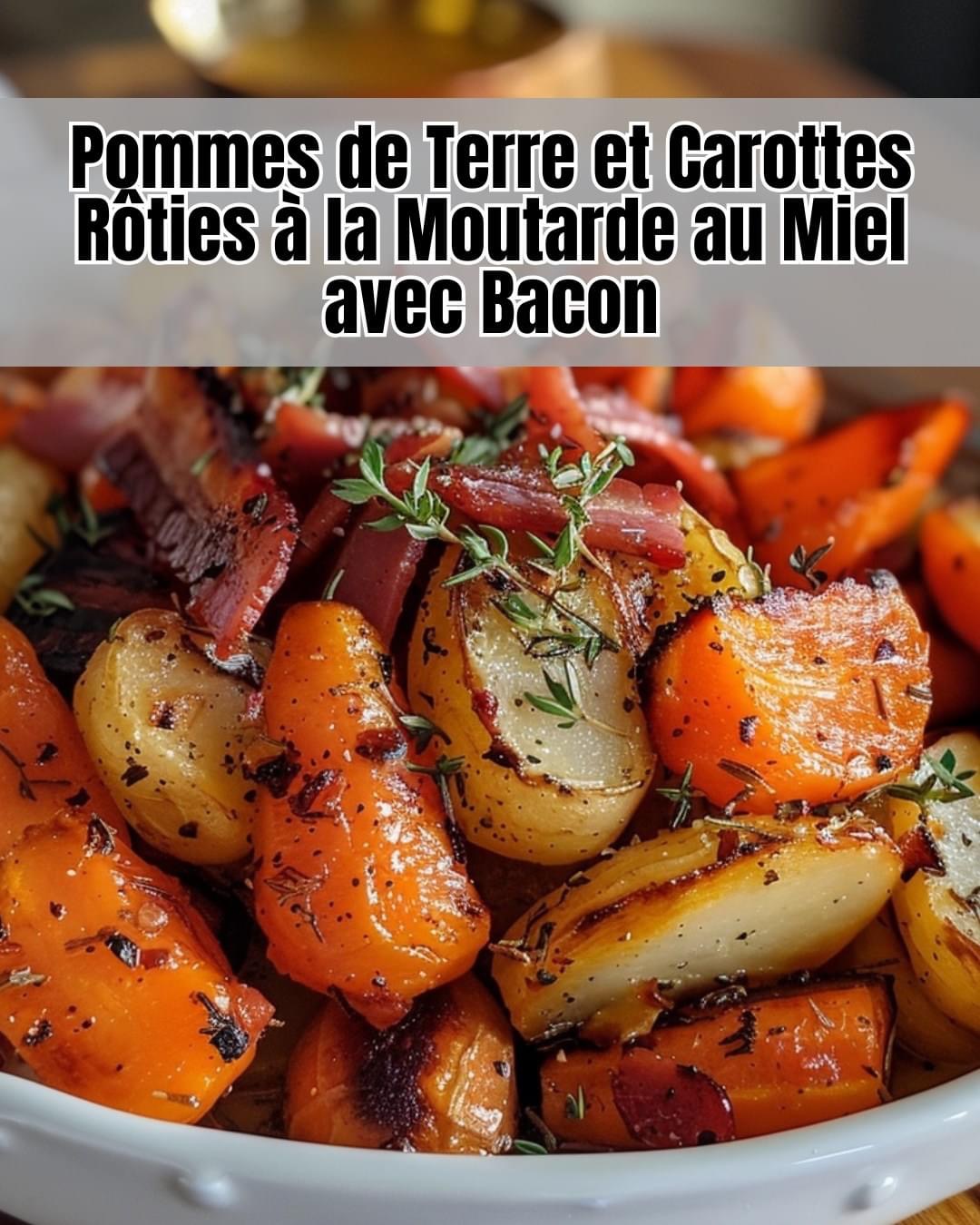 Pommes de Terre et Carottes Rôties à la Moutarde au Miel avec Bacon