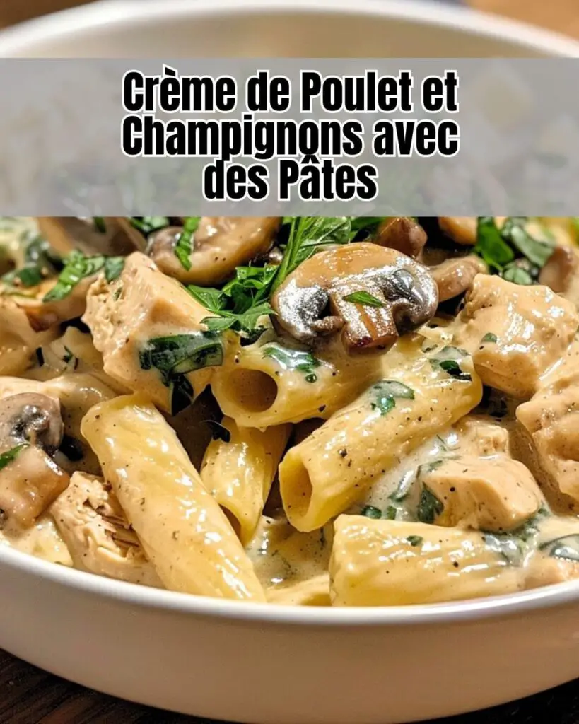 Crème de Poulet et Champignons avec des Pâtes