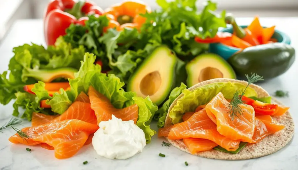 Ingrédients pour wraps au saumon