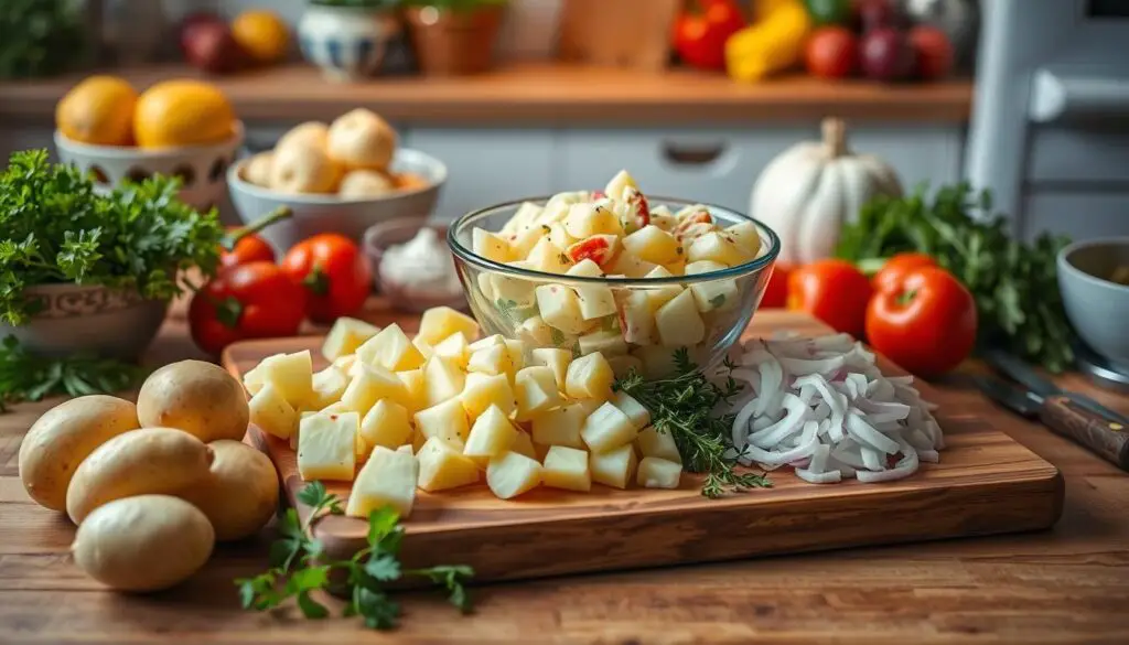 Préparation de la salade de pommes de terre
