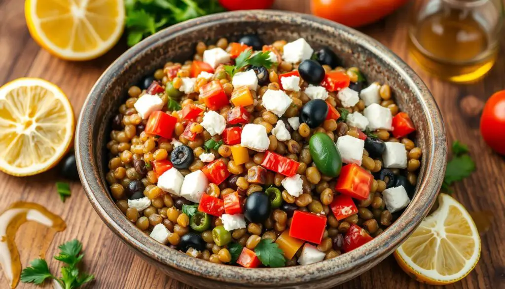 Salade grecque aux lentilles