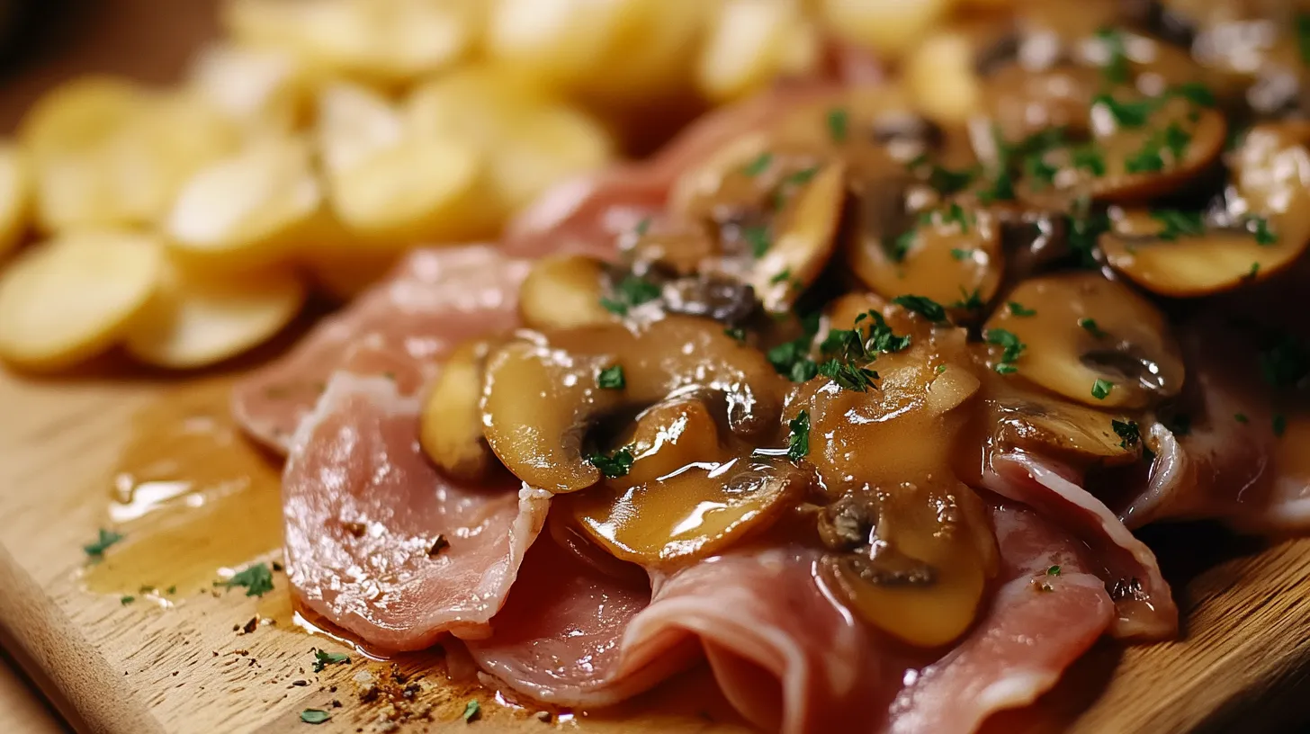 Jambon à la Sauce Madère et Champignons