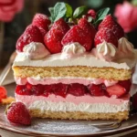 Fraisier aux Biscuits Roses
