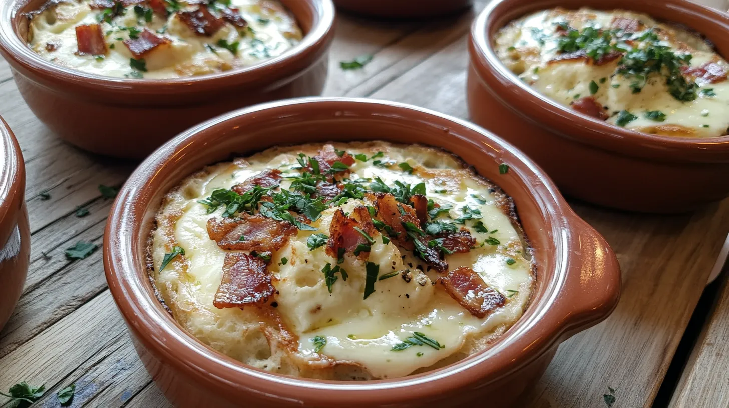 Œufs Cocotte au Chèvre et aux Lardons
