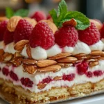 Gâteau Amandes Mascarpone Framboises