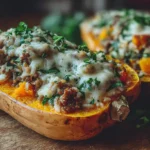 Farci de butternut au riz et à la viande hachée