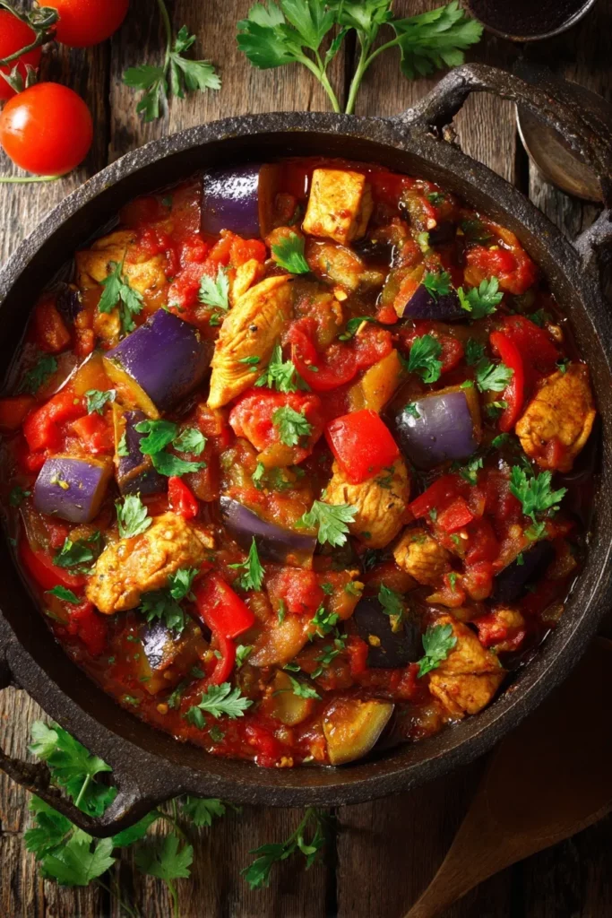 Ragout savoureux poulet aubergines: La recette facile 7 Ragout savoureux de poulet aux aubergines