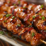 Recette de Brochettes de Poulet Mariné au Miel Ail et Enrobées de Bacon