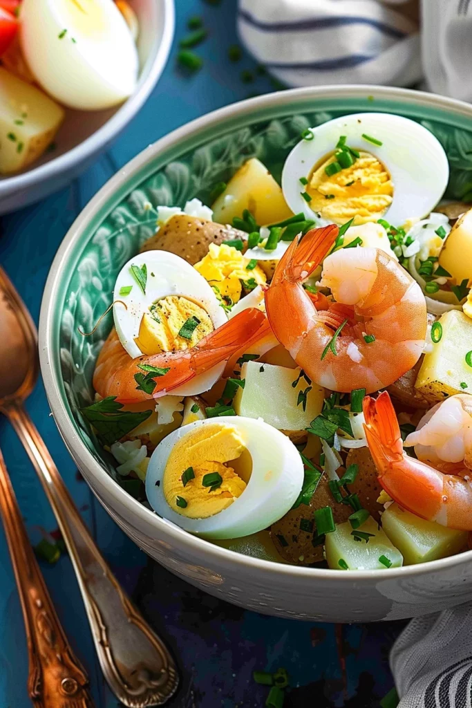 Salade Pommes de Terre Crevettes Roses Œufs Durs Savoureuse et Simple