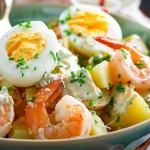 Salade Pommes de Terre Crevettes Roses Œufs Durs