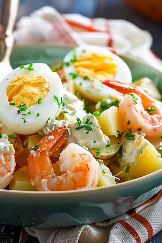 Salade Pommes de Terre Crevettes Roses Œufs Durs Savoureuse et Simple