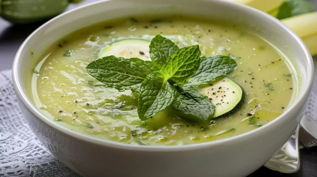 Recette de Soupe Froide de Courgettes à La Menthe