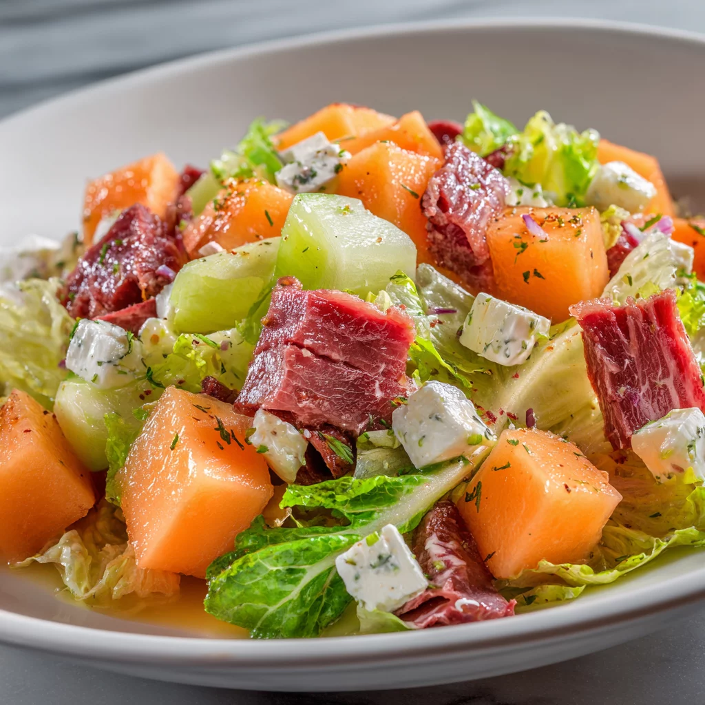 Salade Fraîcheur au Melon Feta et Jambon: Délicieusement Fraîche