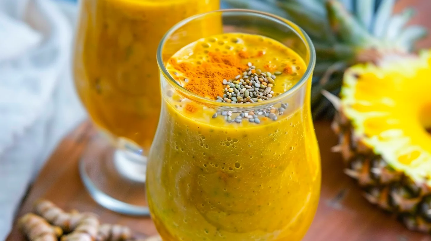Smoothie Détox à L'ananas et au Curcuma