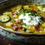 Soupe de Courgettes et Poireaux Avec Lardons