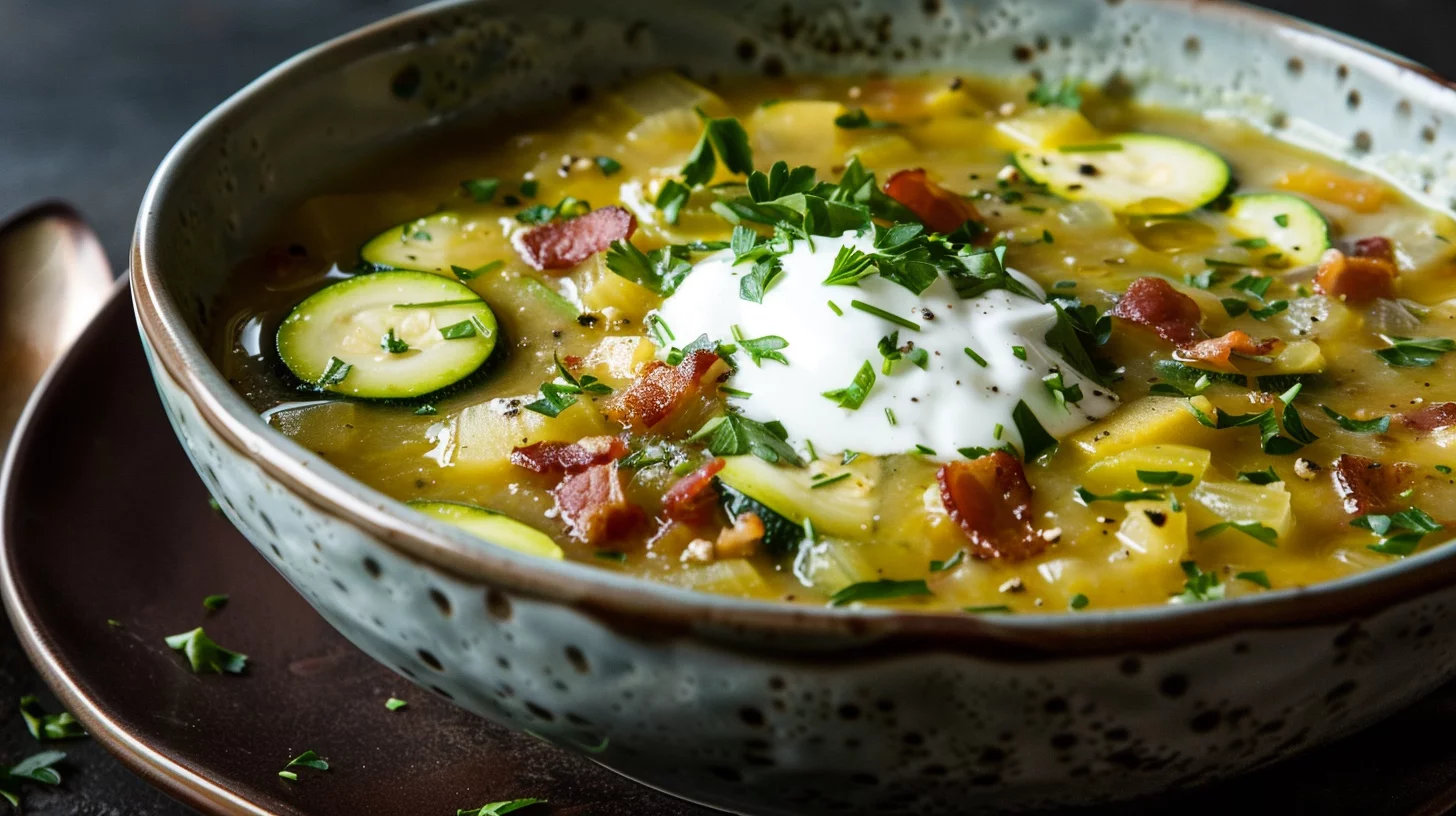 Soupe de Courgettes et Poireaux Avec Lardons