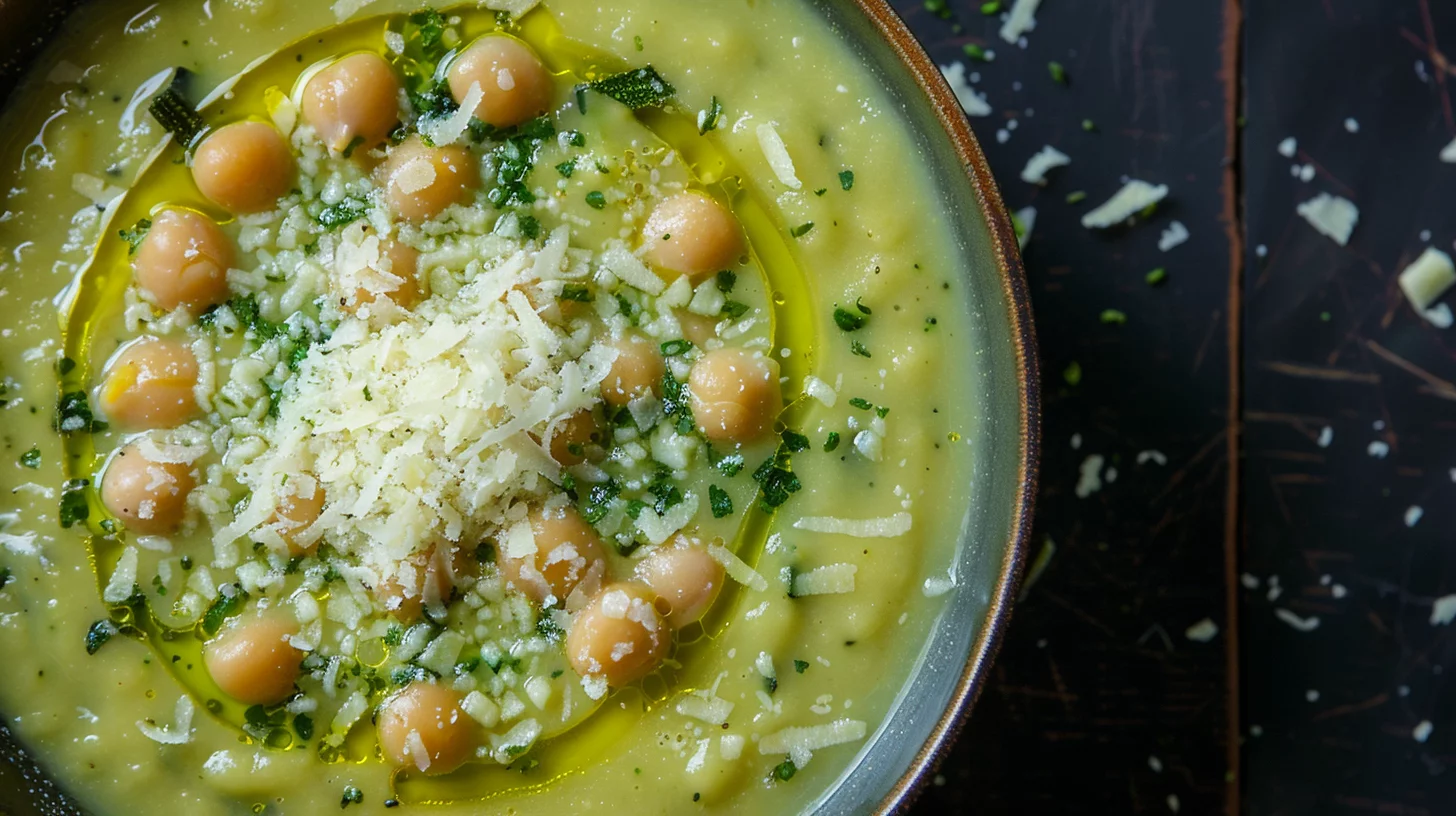Soupe de Courgettes Pois Chiches et Parmesan