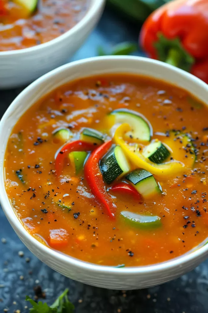 Soupe de Poivrons Super Simple Avec Courgettes: Un Festin Équilibré & Réconfortant