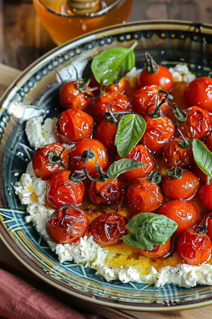 Tomates Cerises Rôties au Miel Sur Féta Fouettée - Le Plaisir Croustillant et Crémeux 7 Tomates Cerises Rôties au Miel Sur Féta Fouettée - Le Plaisir Croustillant et Crémeux