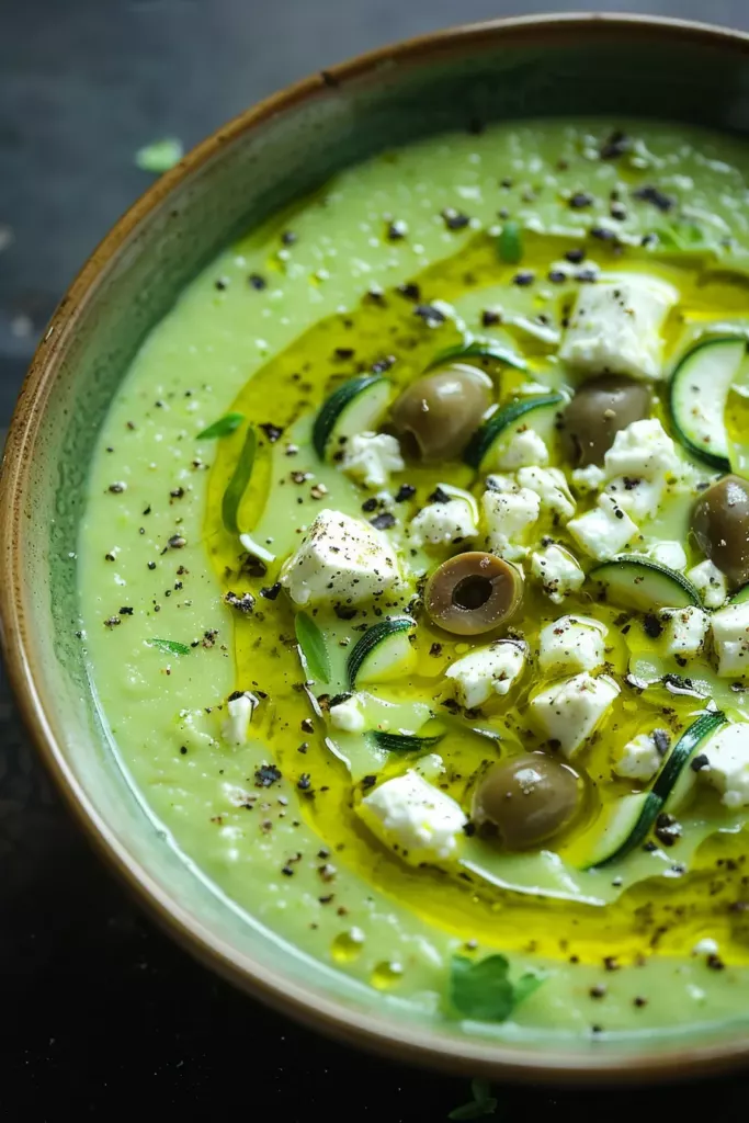 Velouté Froid de Courgettes à La Feta - Le Délice Rafraîchissant aux Saveurs Intenses