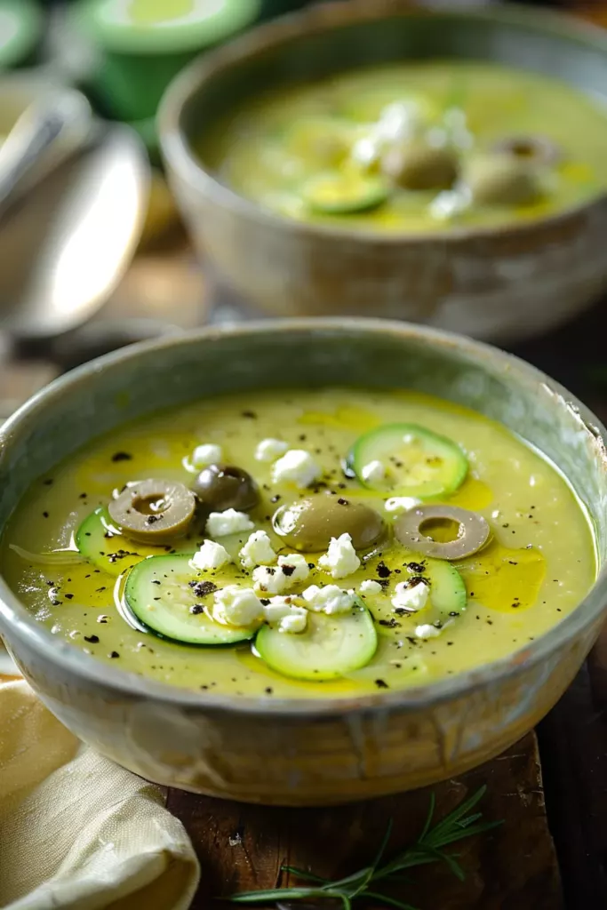 Velouté Froid de Courgettes à La Feta - Le Délice Rafraîchissant aux Saveurs Intenses