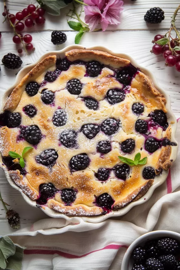 Clafoutis aux Mûres: Un Délice Doré et Irrésistible