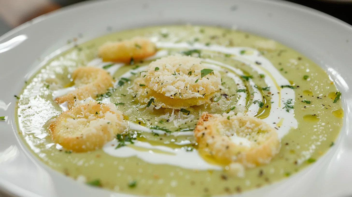 Crème de Courgette et Tuiles de Parmesan