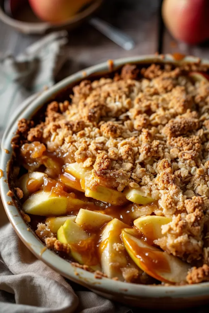 Crumble Pommes Caramel - La Tentation Dorée irrésistible