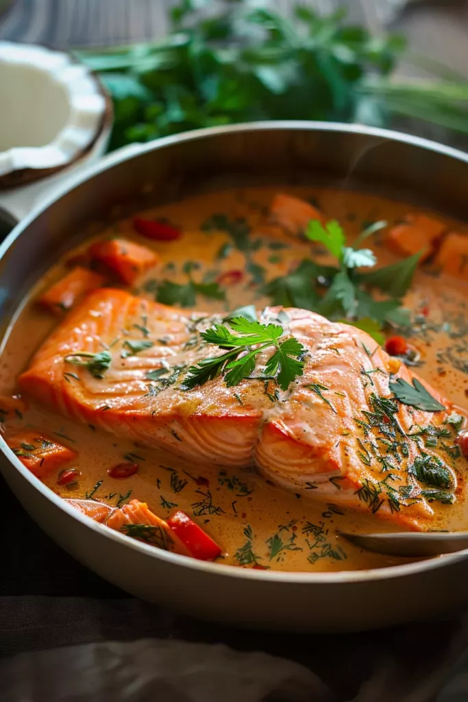 Curry Thaï de Saumon au Lait de Coco: Un Festin Exotique à Déguster Sans Attendre