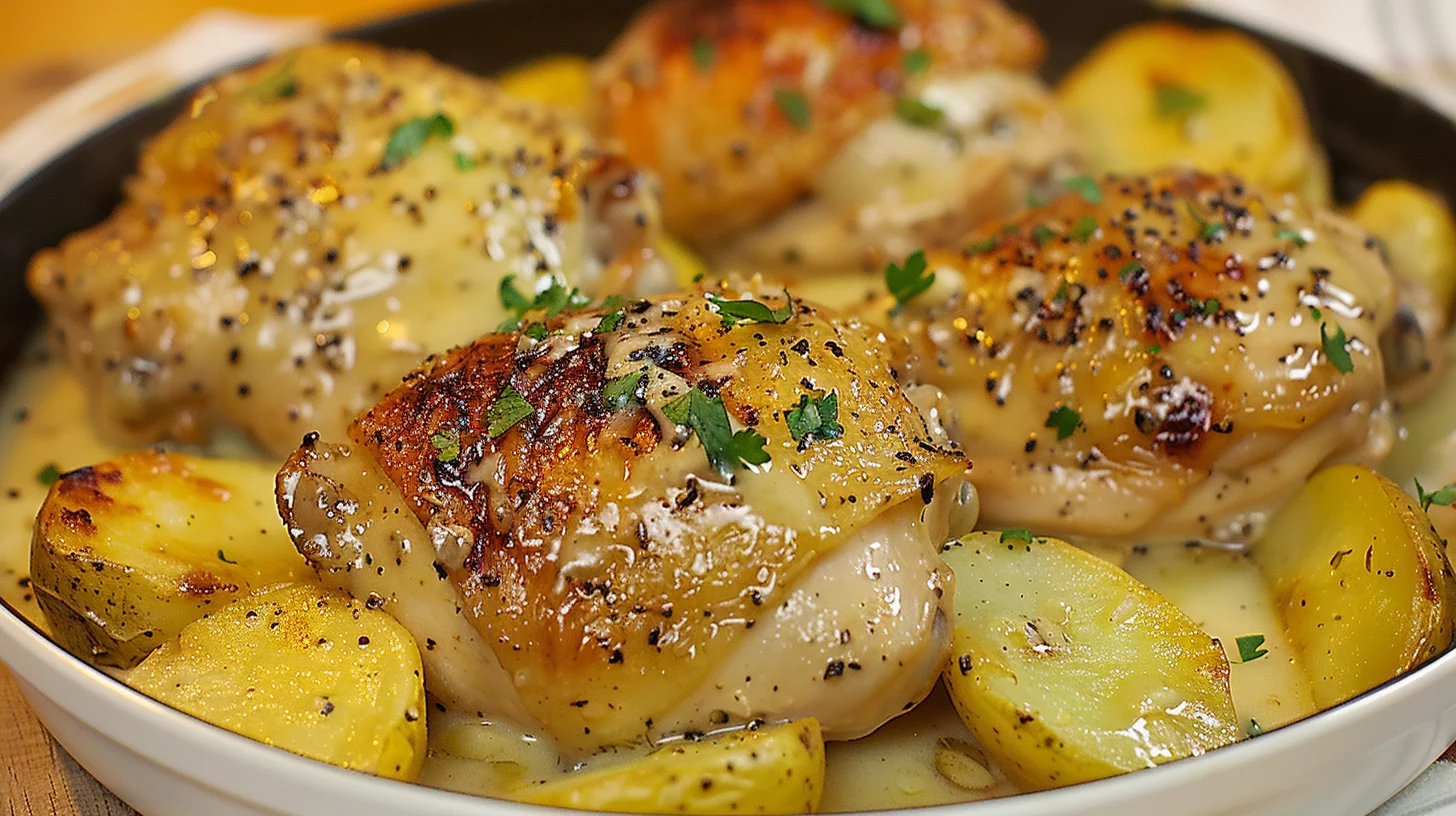 Poulet et Pommes de Terre au Parmesan à La Mijoteuse à L'ail