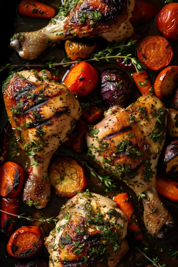 Poulet Grillé aux Herbes et Légumes Rôtis - Une Explosion de Saveurs et de Fraîcheur