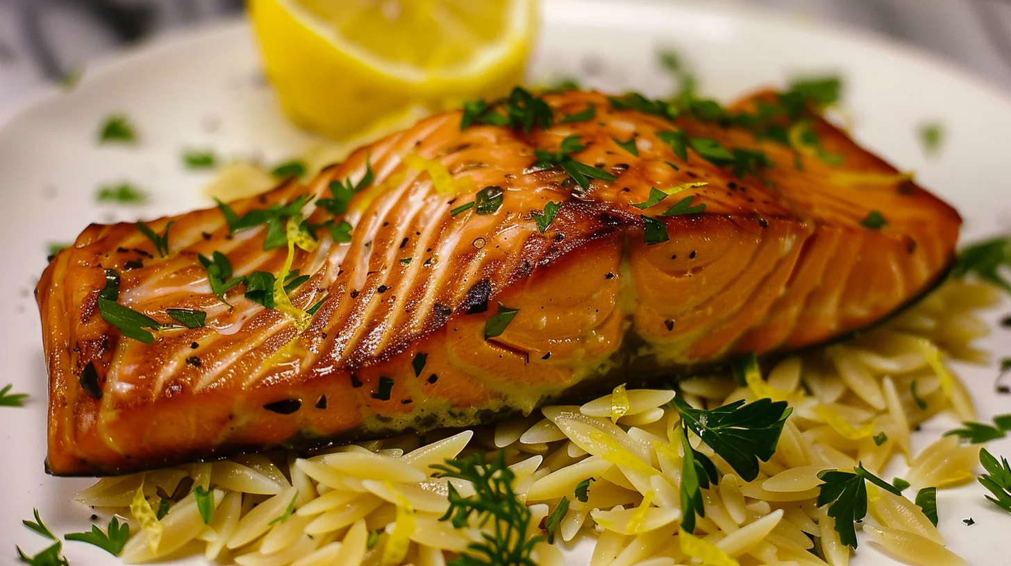 Saumon Poêlé Avec Orzo au Citron