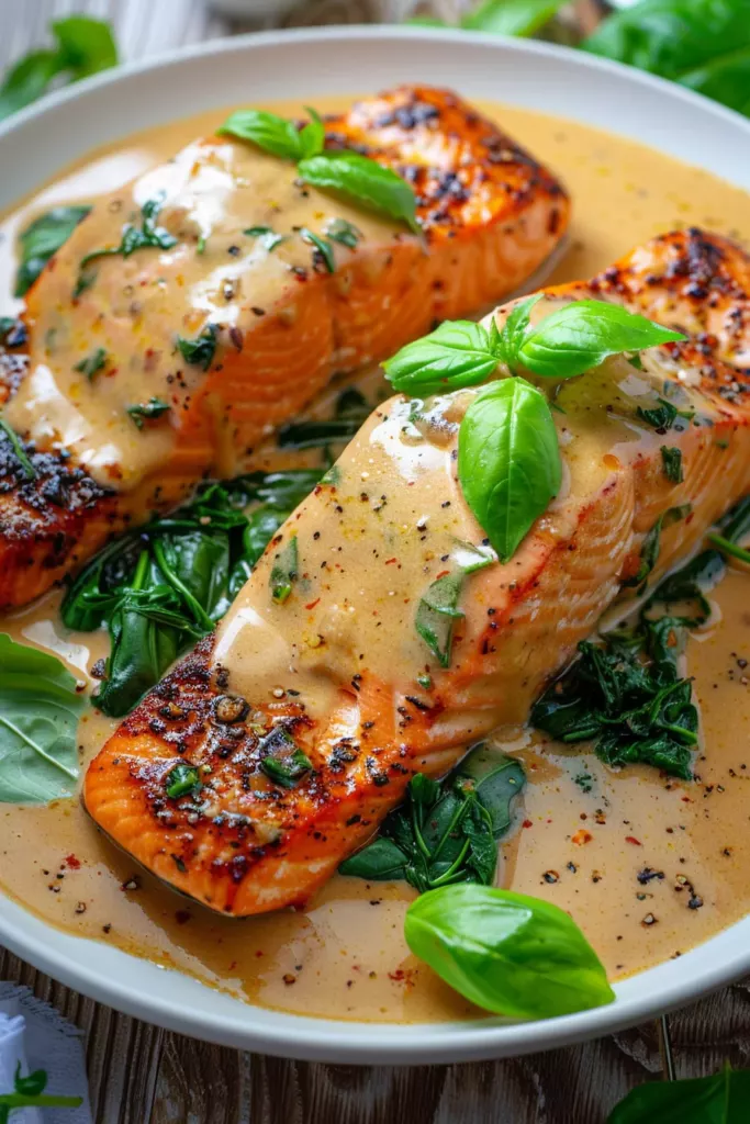 Saumon Toscan Avec Sauce Crémeuse au Parmesan - Une Explosion de Saveurs!