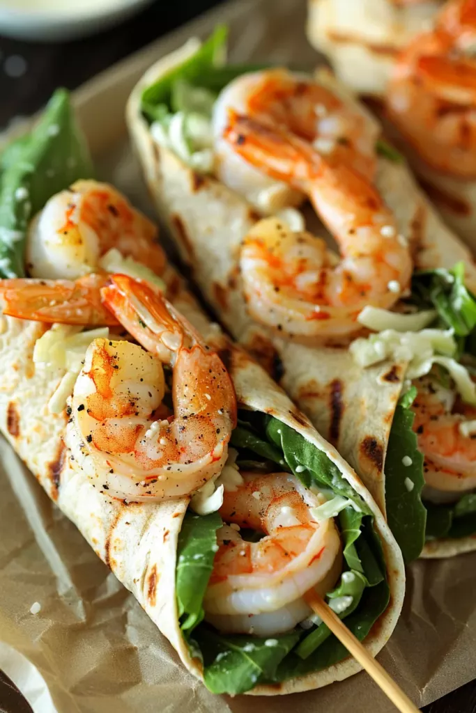 Wraps César de Crevettes Grillées: Savoureux Repas Grillé en Moins de 30 Minutes