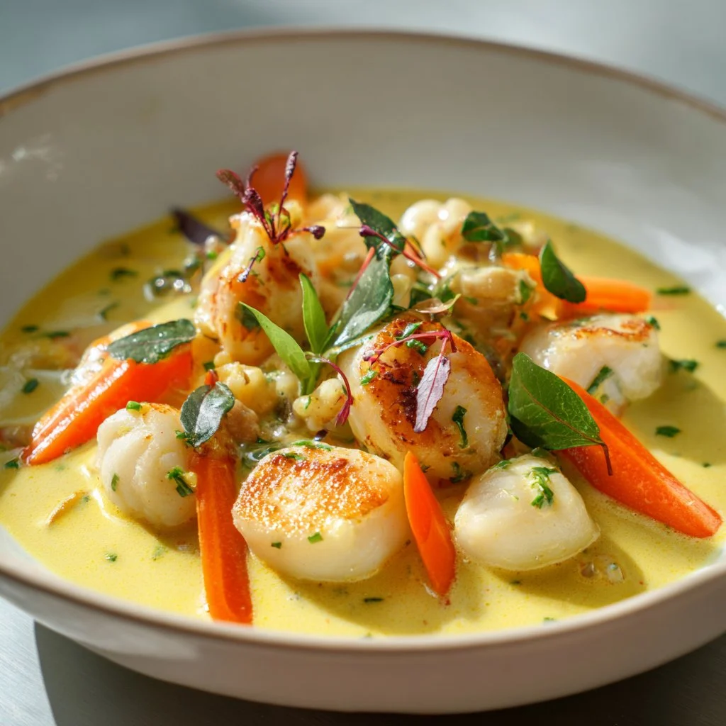 Blanquette de poissons au lait de coco et curry, un plat appétissant et facile à préparer.