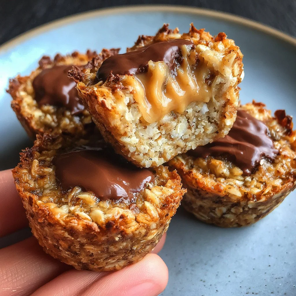 Bouchées fondantes à l'avoine et beurre de cacahuète sur une assiette délicieuse