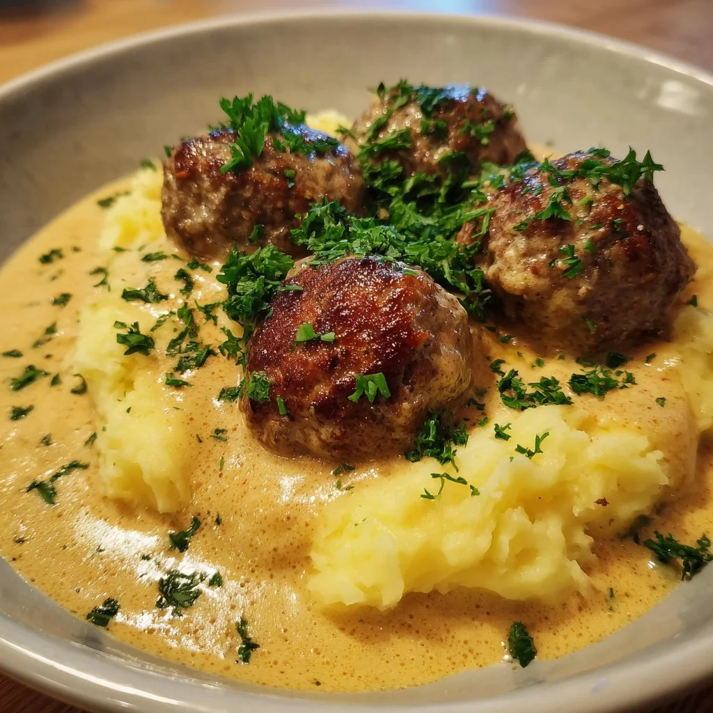 Boulettes de viande savoureuses dans une sauce crémeuse