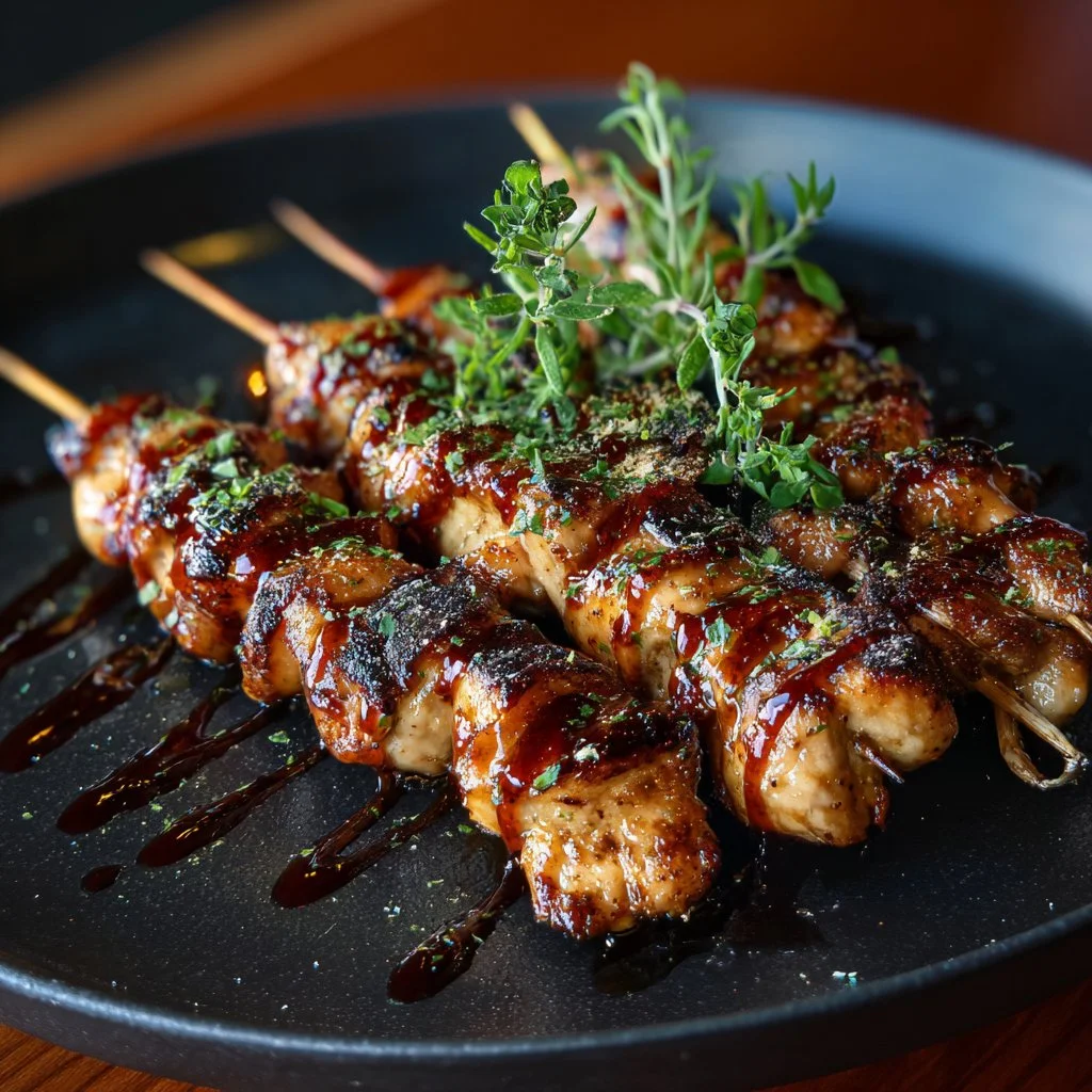 Brochettes de poulet Bang Bang prêtes à être dégustées