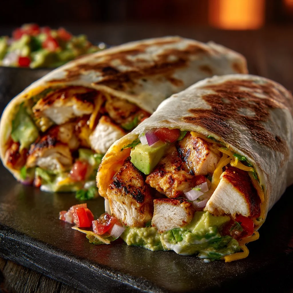 Burritos au poulet, avocat et ranch, un plat savoureux et facile à préparer