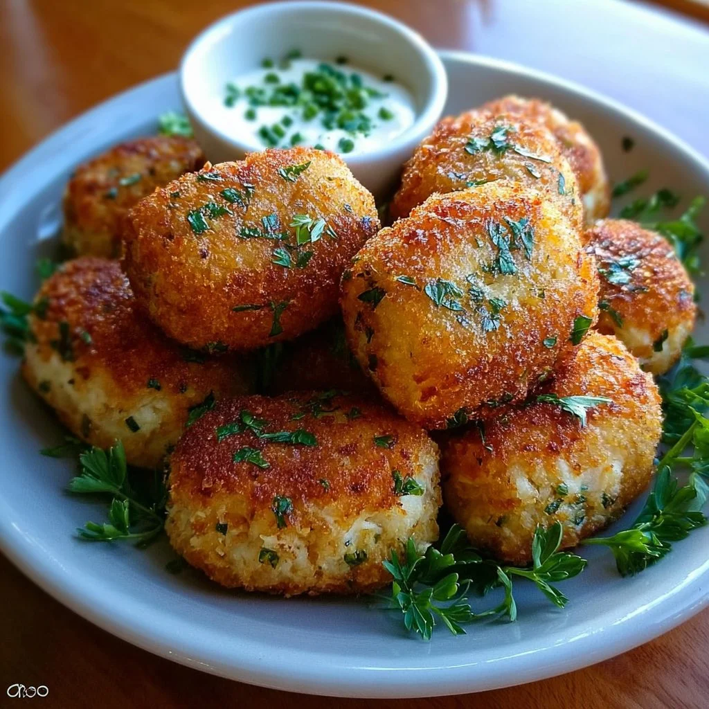 Croquettes de thon aux herbes fraîches prêtes à être dégustées.