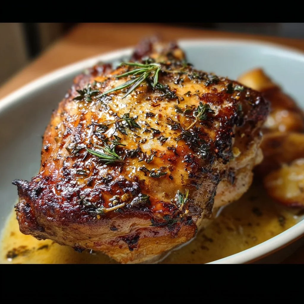 Cuisse de dinde à la Dijonnaise avec sauce moutarde et herbes