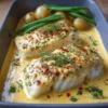 Filets de cabillaud au four avec sauce crémeuse à la moutarde