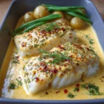 Filets de Cabillaud au Four en Sauce Crémeuse à la Moutarde