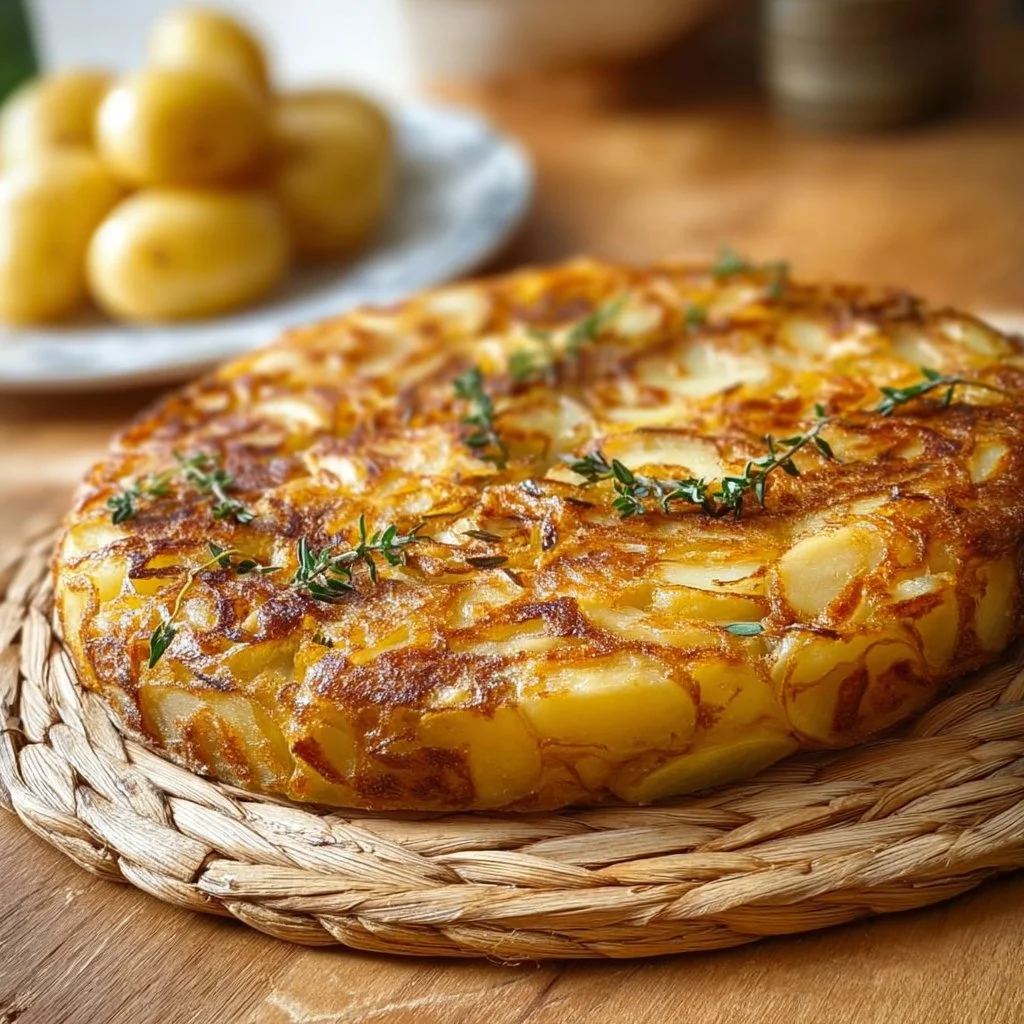 Galette de pommes de terre alsacienne dorée et croustillante servie avec une garniture