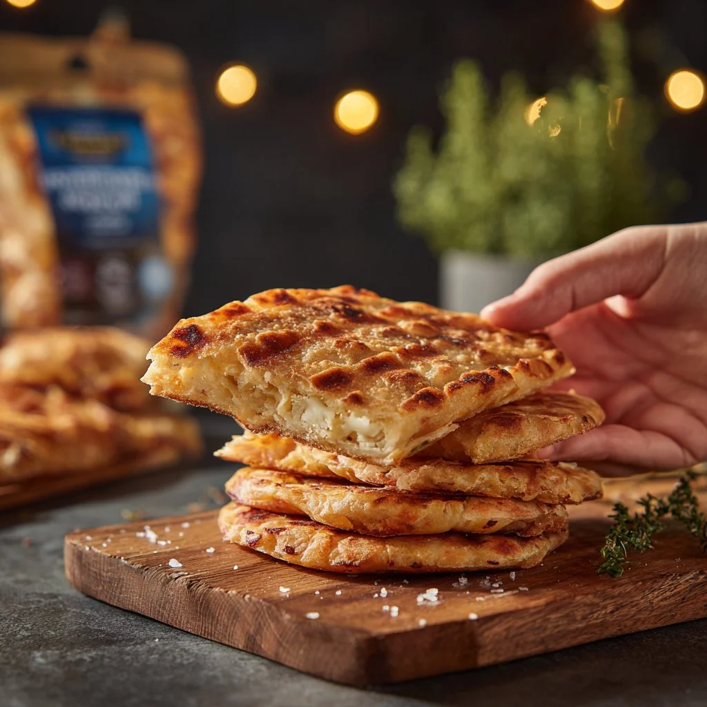 Galette jambon fromage dorée et délicieuse, prête à déguster.