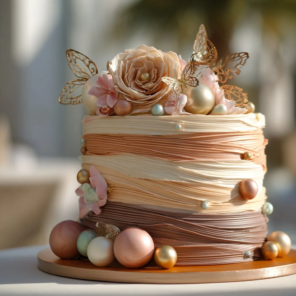 Gâteau Fondant à Ruffles Pastel décoré avec élégance et délicatesse