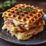 Gaufres salées au jambon et fromage