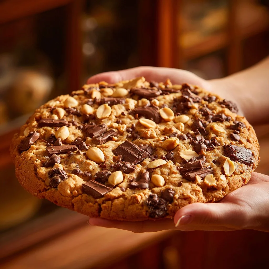 Géant cookie pizza aux arachides et chocolat au lait