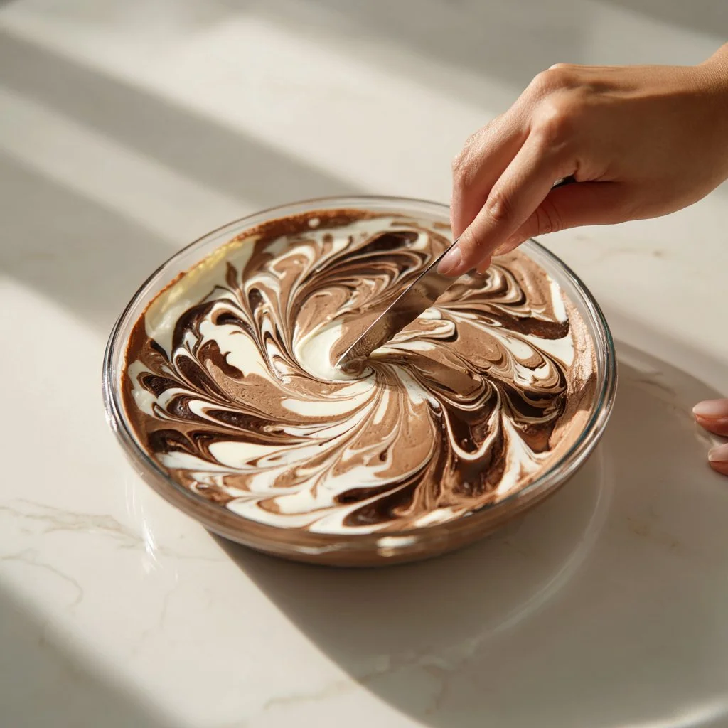 Mousse zébrée aux deux chocolats, un dessert élégant et délicieux